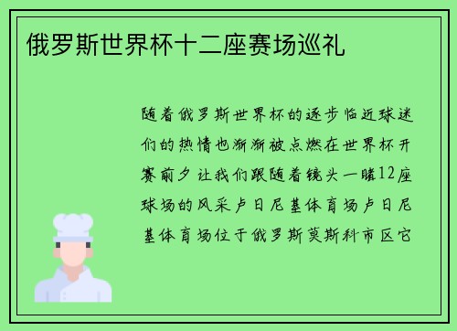 俄罗斯世界杯十二座赛场巡礼